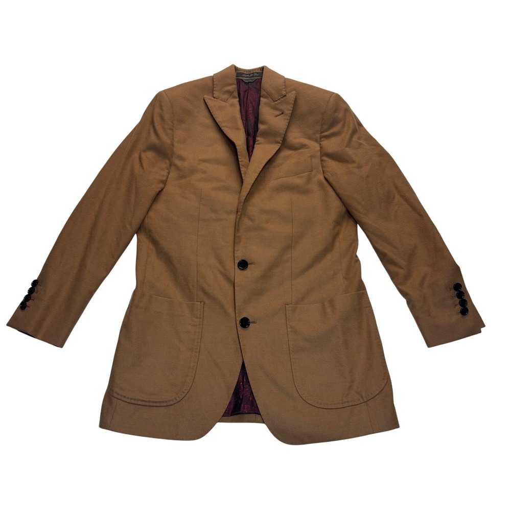 Indochino Bespoke Blazer Sport Coat 40R Camel Brown Wool‎ Silk Custom 2 Button